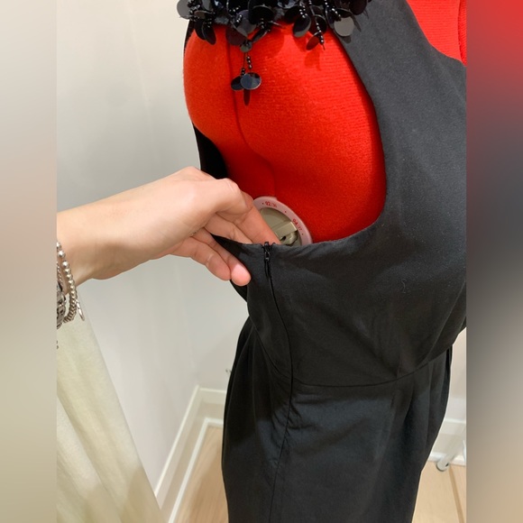 Angel Eye of London Mini Dress, Black, Pleated Waist (M/L), Beaded Sleeveless - Picture 4 of 7